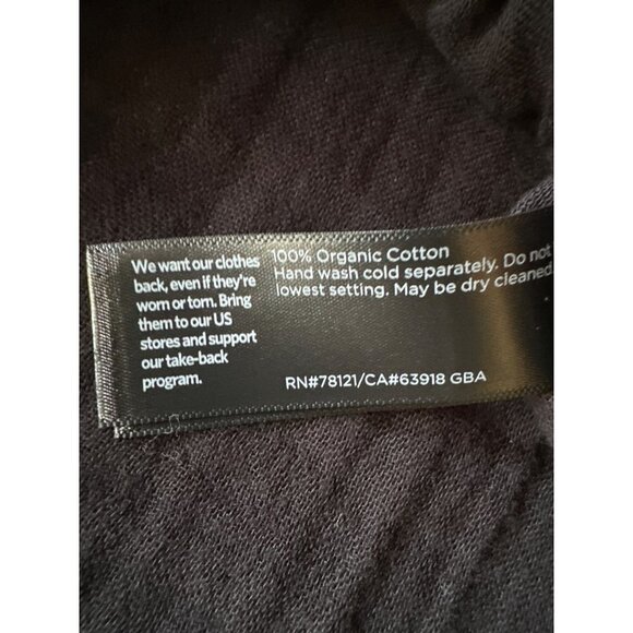 Eileen Fisher Black Organic Cotton V Neck Beach Cover Midi Length Size Small - Picture 5 of 5